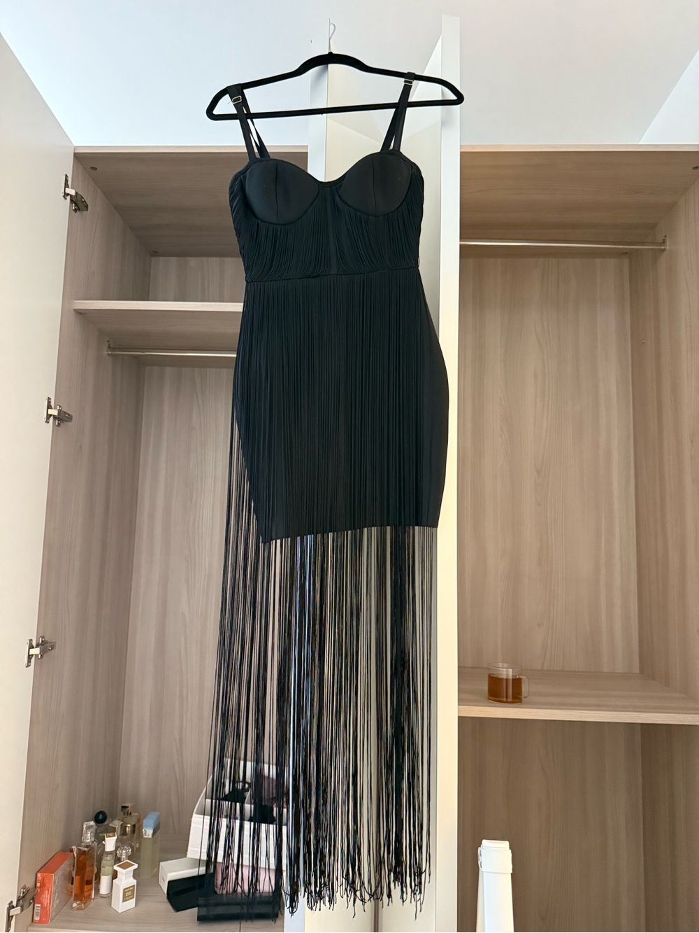 Elliatt Black Fringe Bustier Mini Dress